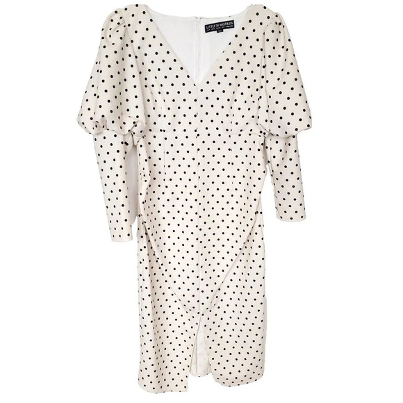 Little Mistress Dresses & Skirts - ASOS Little Mistress Maternity Womens Dress Size 8 Cream Black Polka Dot Midi